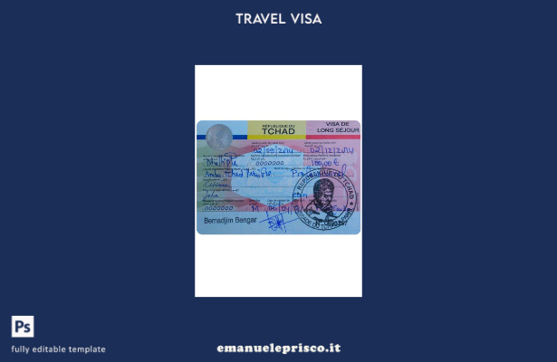 modello di visto per Ciad in stile verificato